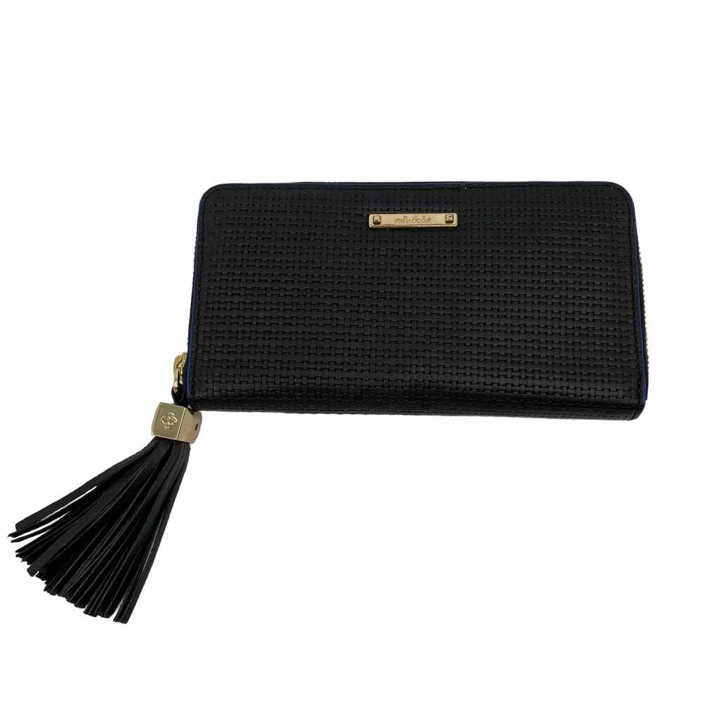 Stella & Dot Black Leather Clutch | OS Regular Tassel Accent